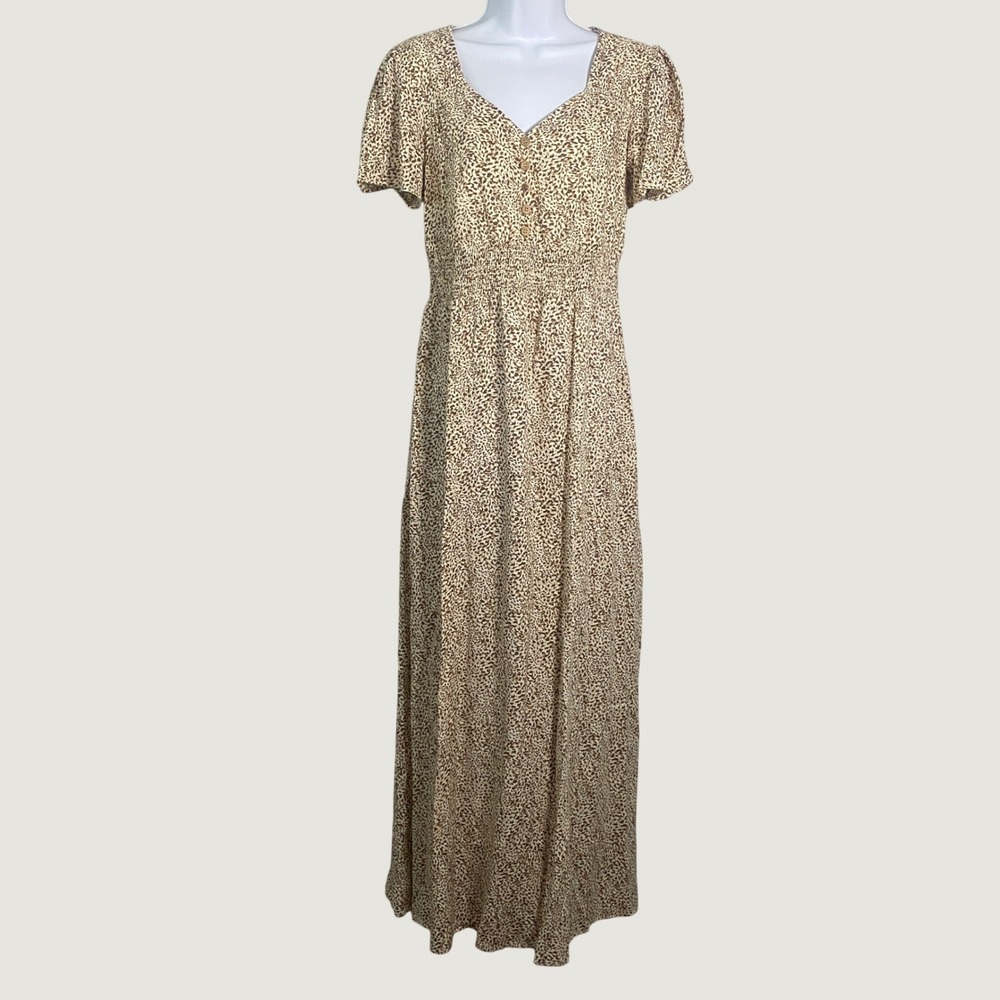 Cheetah Maxi Dress Medium Bohemian Boho Chic Cottagecore Animal Print Summer